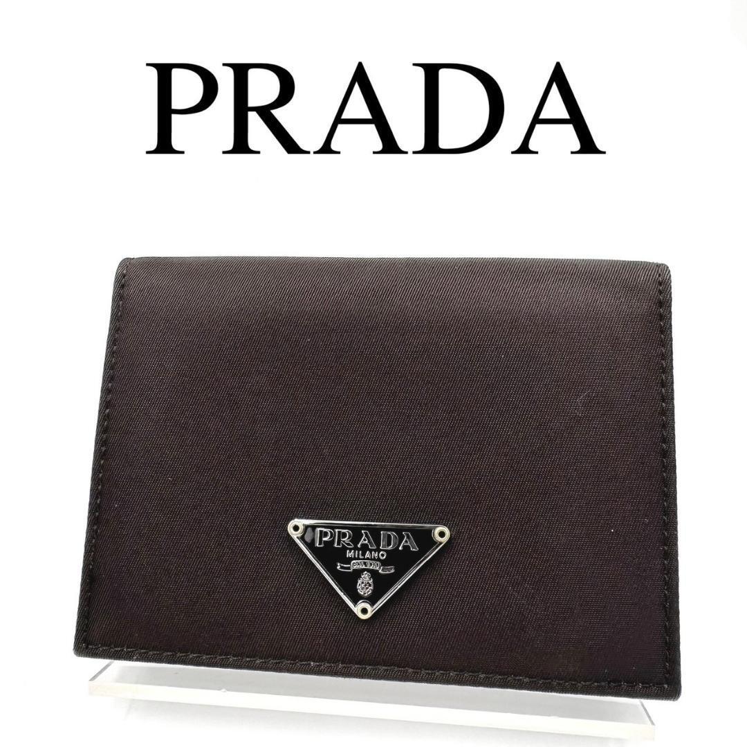 PRADA プラダ パスケース カードケース ロゴプレート ロゴ金具 ナイロン_画像1