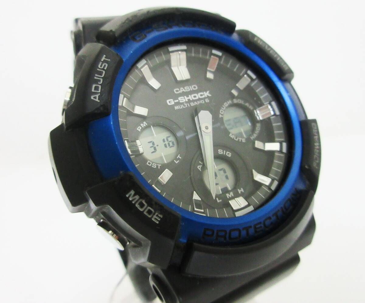 KS904【電波ソーラー腕時計】Gショック★CASIO G-SHOCK GAW-100B★タフソーラー マルチバンド6★カシオ メンズ腕時計★動作品★_画像3