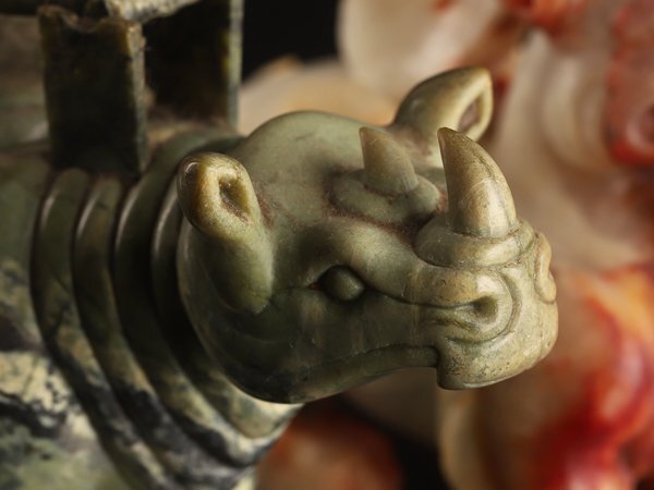 【流】中国美術 砡製獣彫刻置物 三点 TR837_画像2