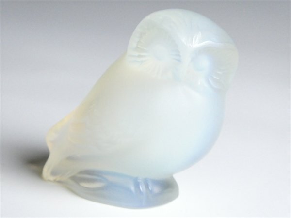 N56 LALIQUE ラリック クリスタル オパールセント ふくろう バード 鳥 フィギュリン オブジェ 飾物の画像2