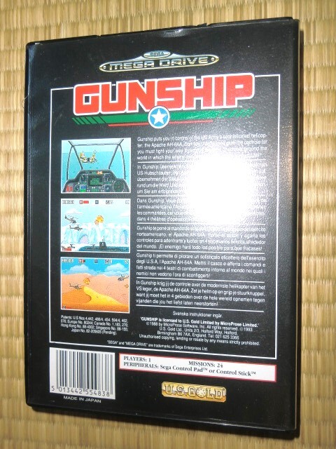  box opinion post card attaching MD GUNSHIP gun sip overseas edition Mega Drive GENESIS MICROPROSE U.S.GOLD