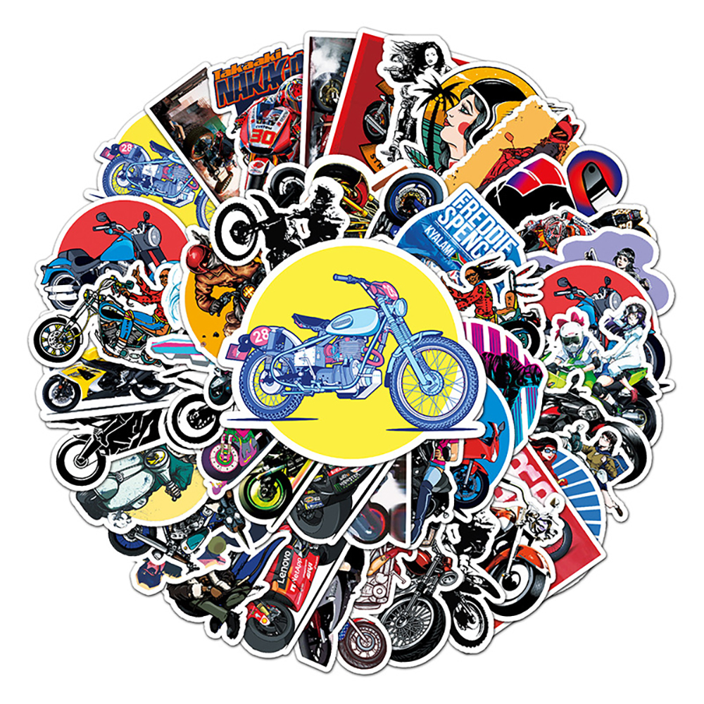 オートバイ ステッカー 50枚セット PVC 防水 シール バイク 単車 自動二輪 モーターサイクル スーツケース MacBook_画像6