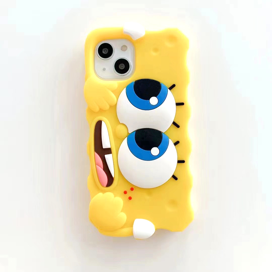 スポンジボブ 立体 iPhone15 iPhone14 iPhone13 iPhoneSE iPhone13Pro ケース 5サイズ展開 Sponge Bob シリコン