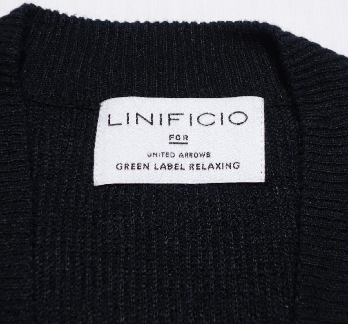 【UNITED ARROWS】ユナイテッドアローズ　GREEN LABEL RELAXING　リネンカーディガン　メンズ　XL　黒