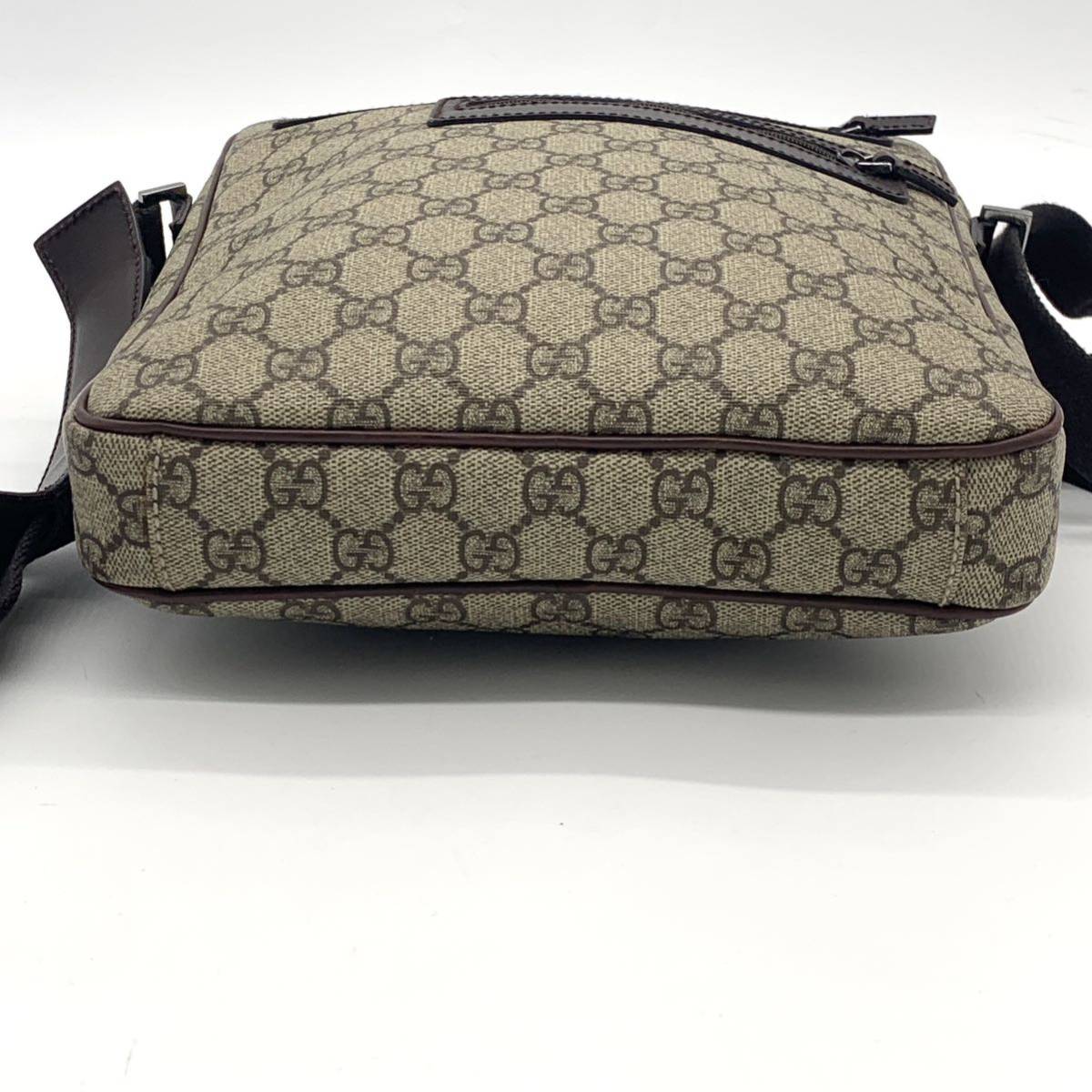 【美品】入手困難 GUCCI グッチ GGスプリーム メンズ ショルダーバッグ ポシェット サコッシュ 斜め掛け PVC×レザー 正規品 レディース_画像5