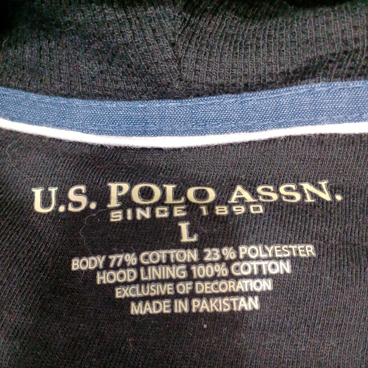 zal-104♪US古着ユーエスポロアッスンU.S.POLO ASSEN.メンズジップアップパーカージャケット★ブラックUS-L(日本サイズXL-2XL)_画像7