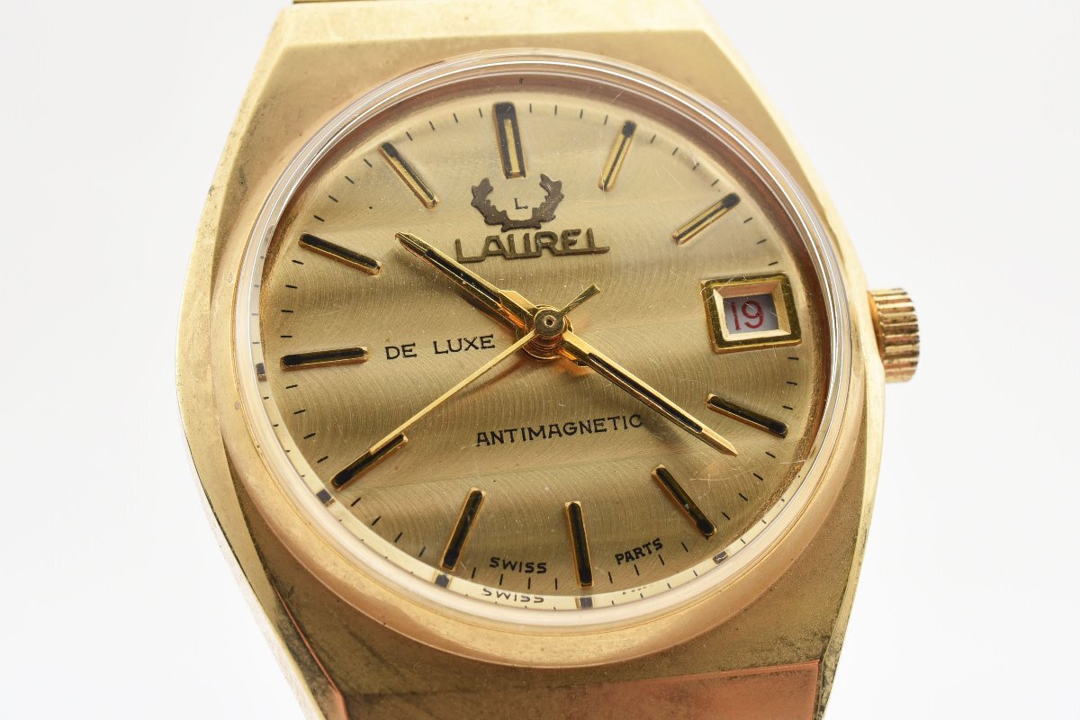 ローレル デラックス デイト ゴールド 手巻き メンズ 腕時計 LAURELの画像1