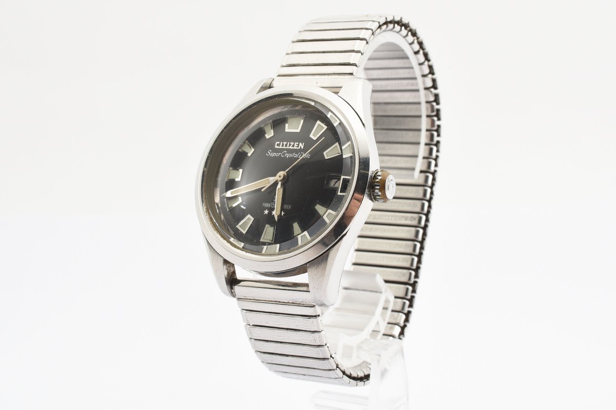 シチズン スーパークリスタルデイト デイト ブラックフェイス 自動巻き メンズ 腕時計 CITIZENの画像2