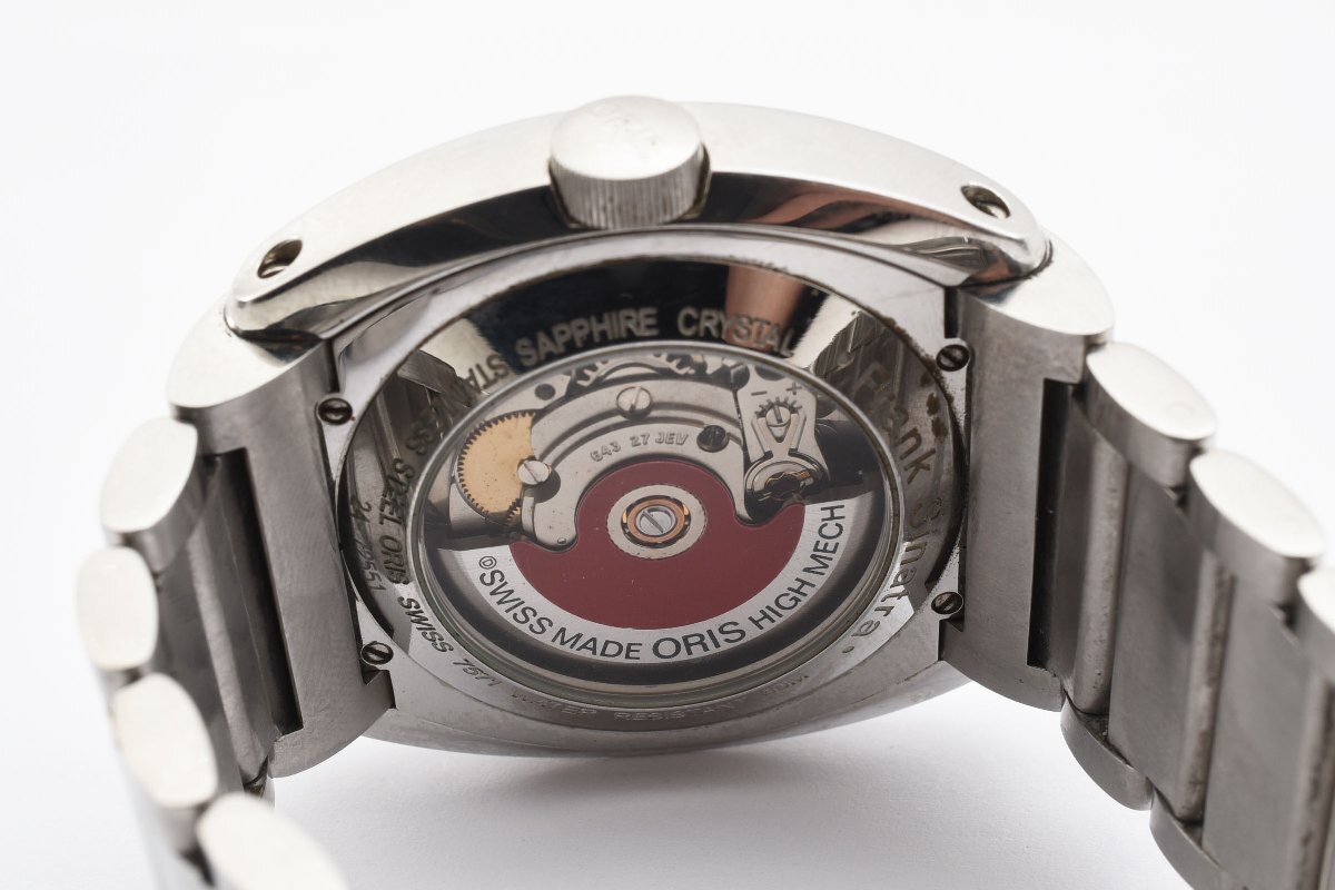 稼働品 オリス フランクシナトラ デイト スモセコ 裏スケ ラウンド 7571 自動巻き メンズ 腕時計 ORISの画像3
