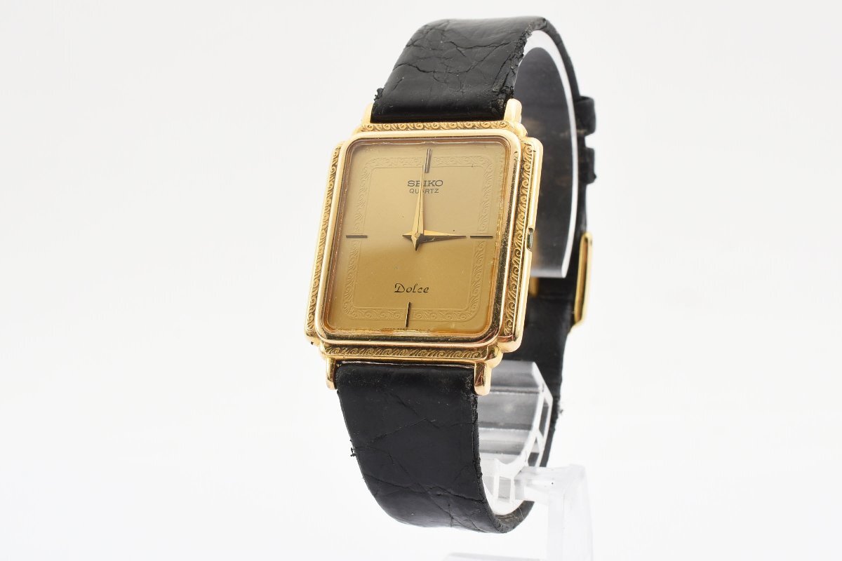 美品 セイコー ドルチェ 14K スクエア ゴールド 9520-5060 クォーツ メンズ 時計 腕時計の画像2