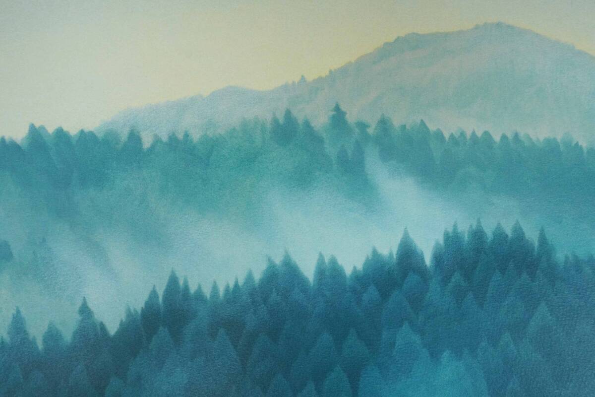 東山魁夷「朝雲」　リトグラフ版画　日本画家　風景画　自然　額装　真作保証_画像7