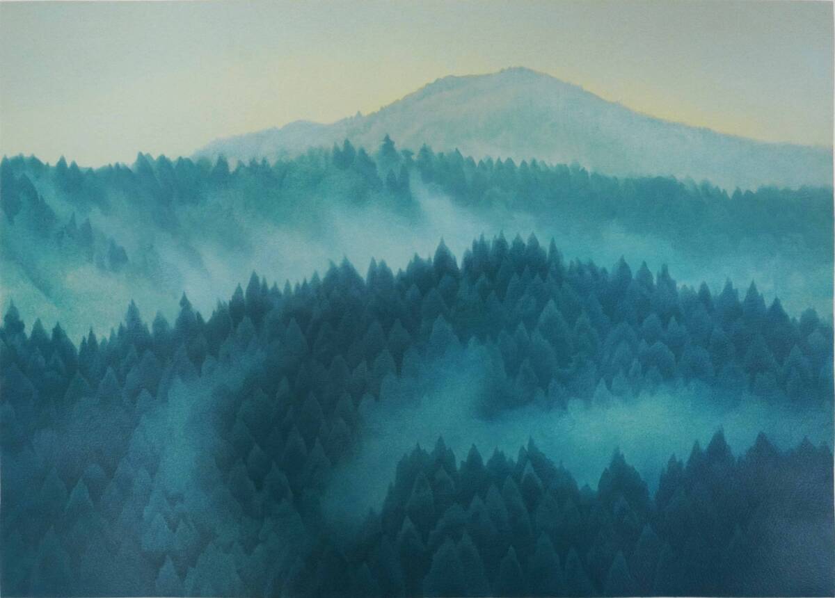 東山魁夷「朝雲」　リトグラフ版画　日本画家　風景画　自然　額装　真作保証_画像2