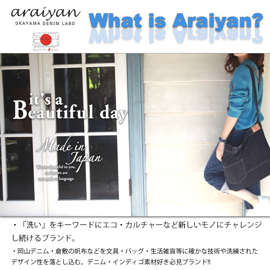 【araiyan】 アライヤン 岡山デニム リメイクデニムバッグ トートバッグ デニムバッグ 日本製 コットン100% AB18004 区分60S_画像10