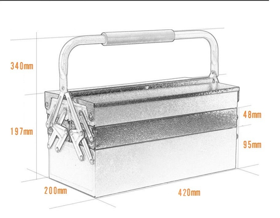  ящик для инструментов 3 ступенчатый обе открытие тип ящик для инструментов стальной 42cm место хранения 5. место orange × черный гараж кемпинг LB-200 классификация 80S