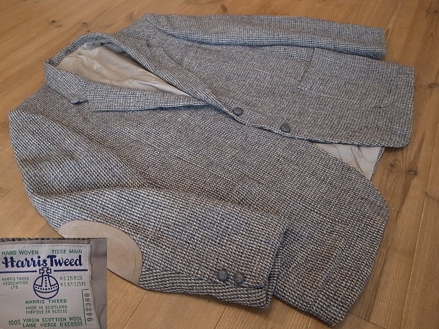 Leishman Harris Tweed 肘革 エルボーパッチ ピンチェック ハリスツイード ２釦 テーラード ジャケット ブレザー サイズ ２XL 相当 _画像1