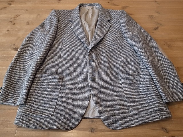 Leishman Harris Tweed 肘革 エルボーパッチ ピンチェック ハリスツイード ２釦 テーラード ジャケット ブレザー サイズ ２XL 相当 _画像2