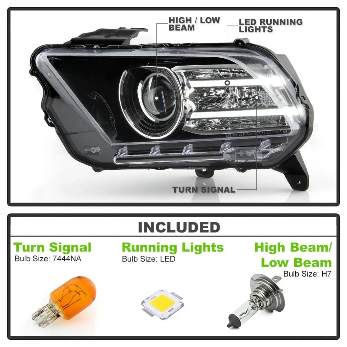 税込 DT MOTO 社外 DRL ヘッドライト ヘッドランプ クリア ハロゲン仕様 13-14年仕様 左右セット 10-14y マスタング 即納 在庫品_画像3