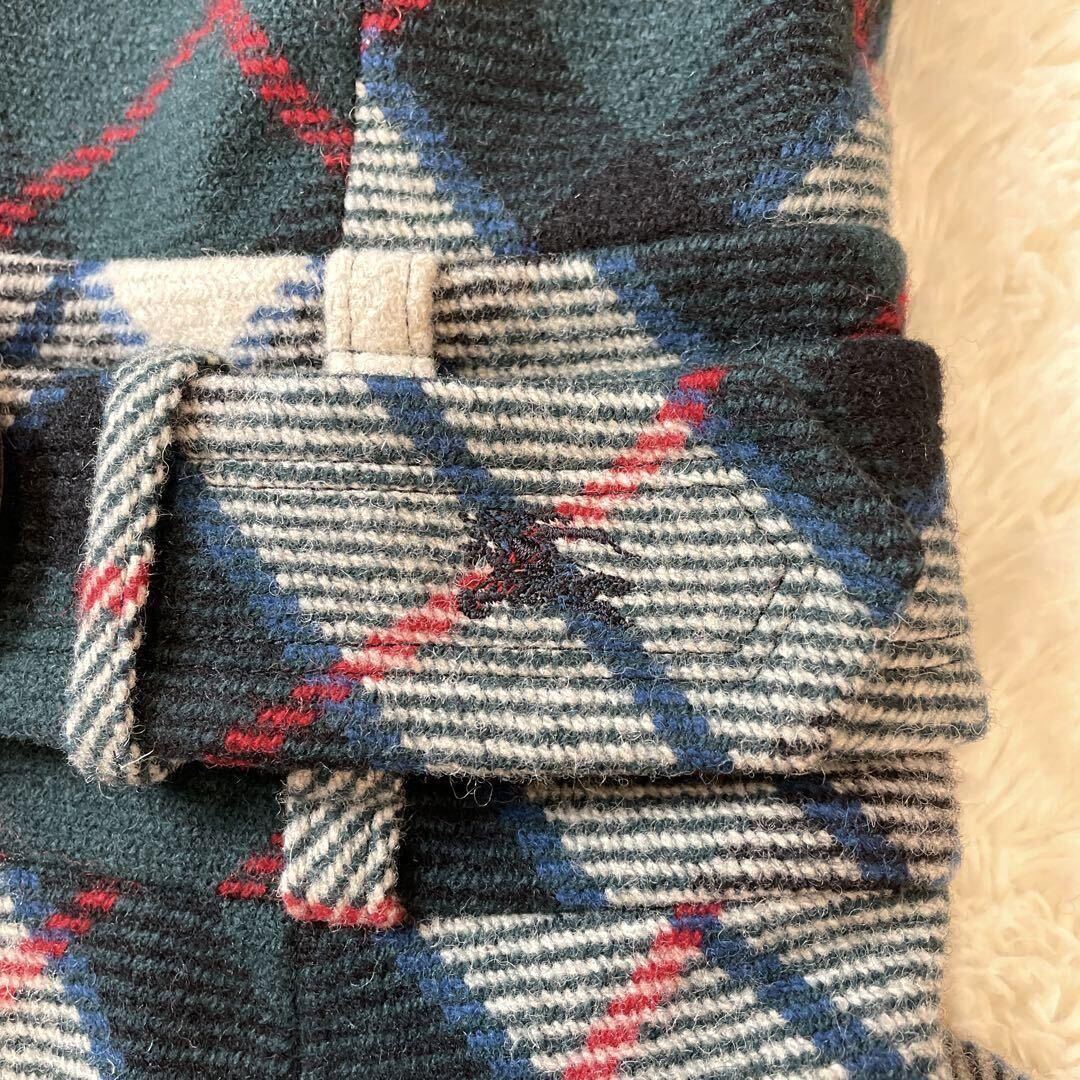 定価10万円★BURBERRY BLUE LABEL バーバリーブルーレーベル ワンピース チェック 緑 38 M Ａライン ベルト ホース刺繍_画像5