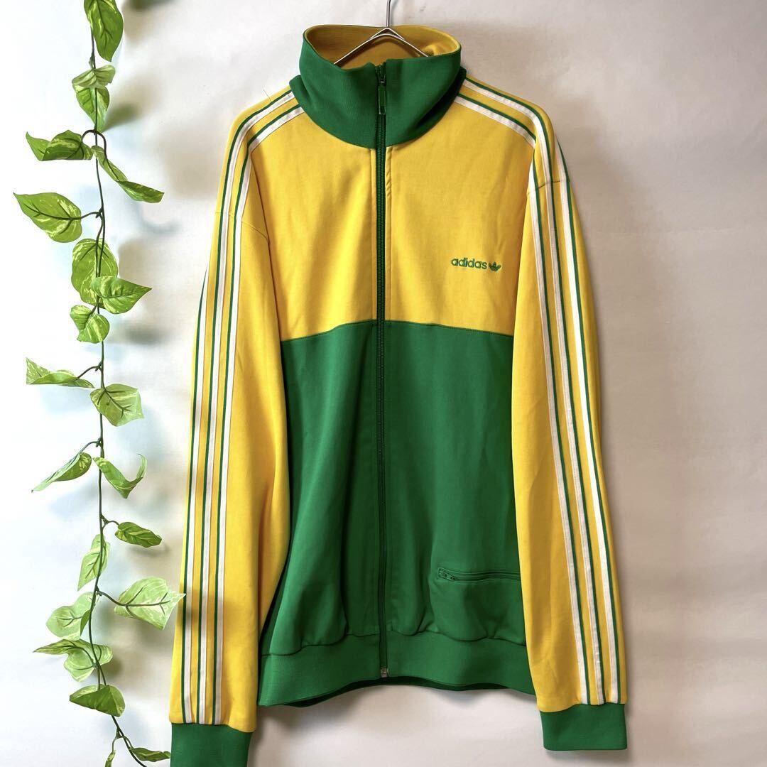 希少/XLサイズ/adidas アディダス ベッケンバウアー トラックジャケット ジャージ イエローグリーン 緑黄 メンズ 90s 白タグ ヴィンテージの画像2