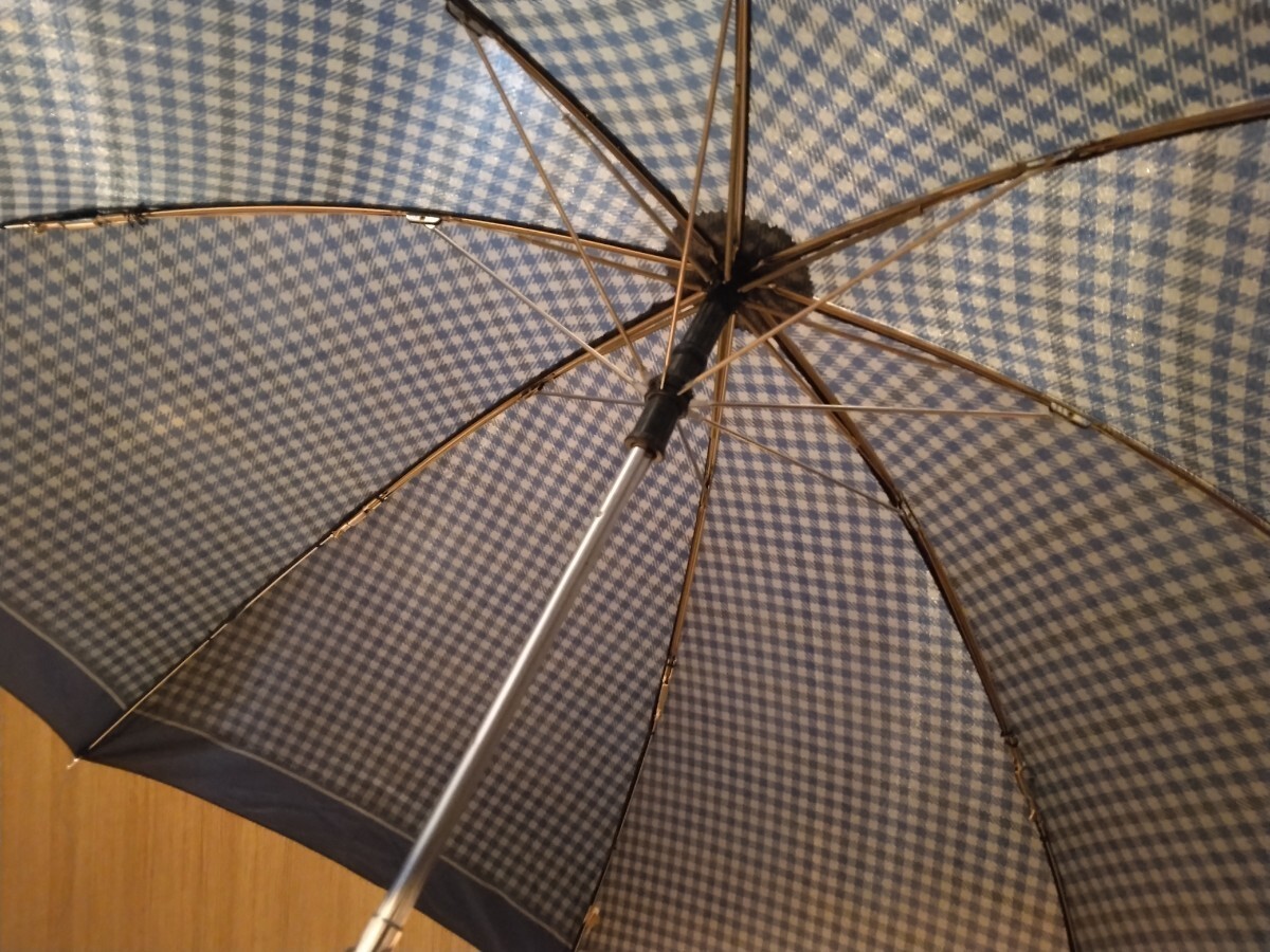 《中古》メンズ 折りたたみ傘 58㎝ グレー チェック柄 雨傘 c110/60_画像5