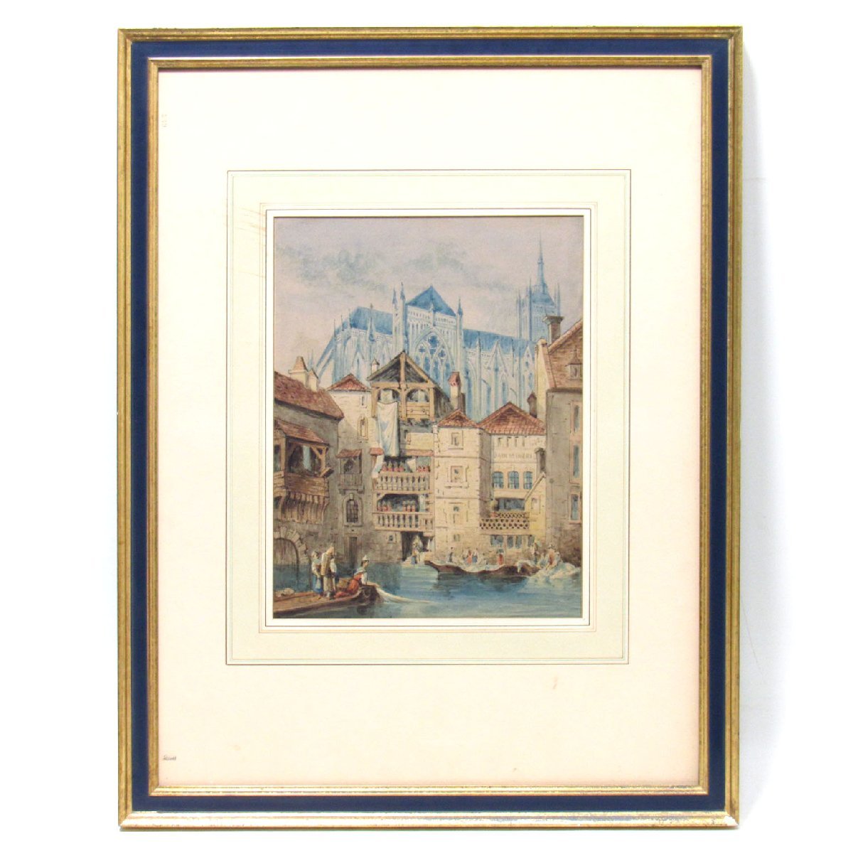 【GINZA絵画館】19世紀の英国画家による水彩画４号「Water Gate,Metz,Cathedral～」A9・フランス・掘り出し物　V11T8R6V6C5X3U