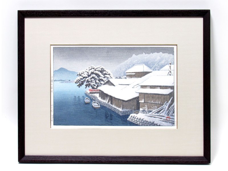 【GINZA絵画館】川瀬巴水　木版画「石巻の暮雪」名作！　MA15C2C5X8Z8P7D