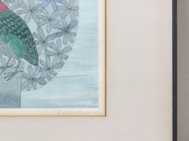 【GINZA絵画館】南　桂子　銅版画「木の上の鳥」限定版・直筆サイン　R31W2N6B3V4R8T