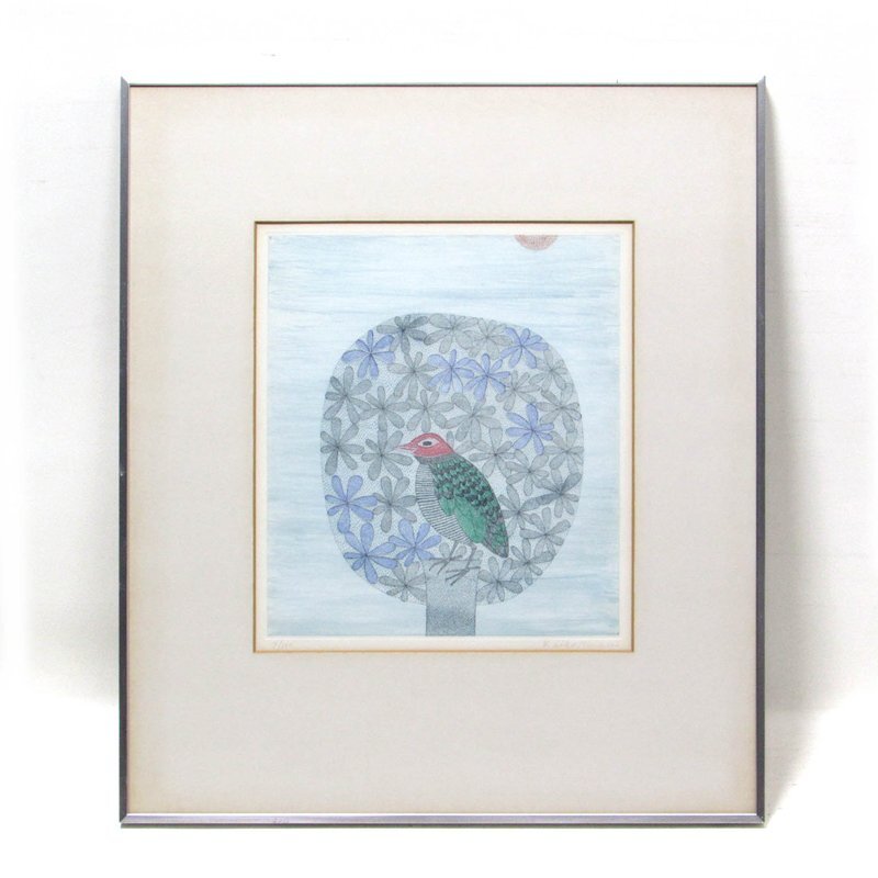 【GINZA絵画館】南　桂子　銅版画「木の上の鳥」限定版・直筆サイン　R31W2N6B3V4R8T