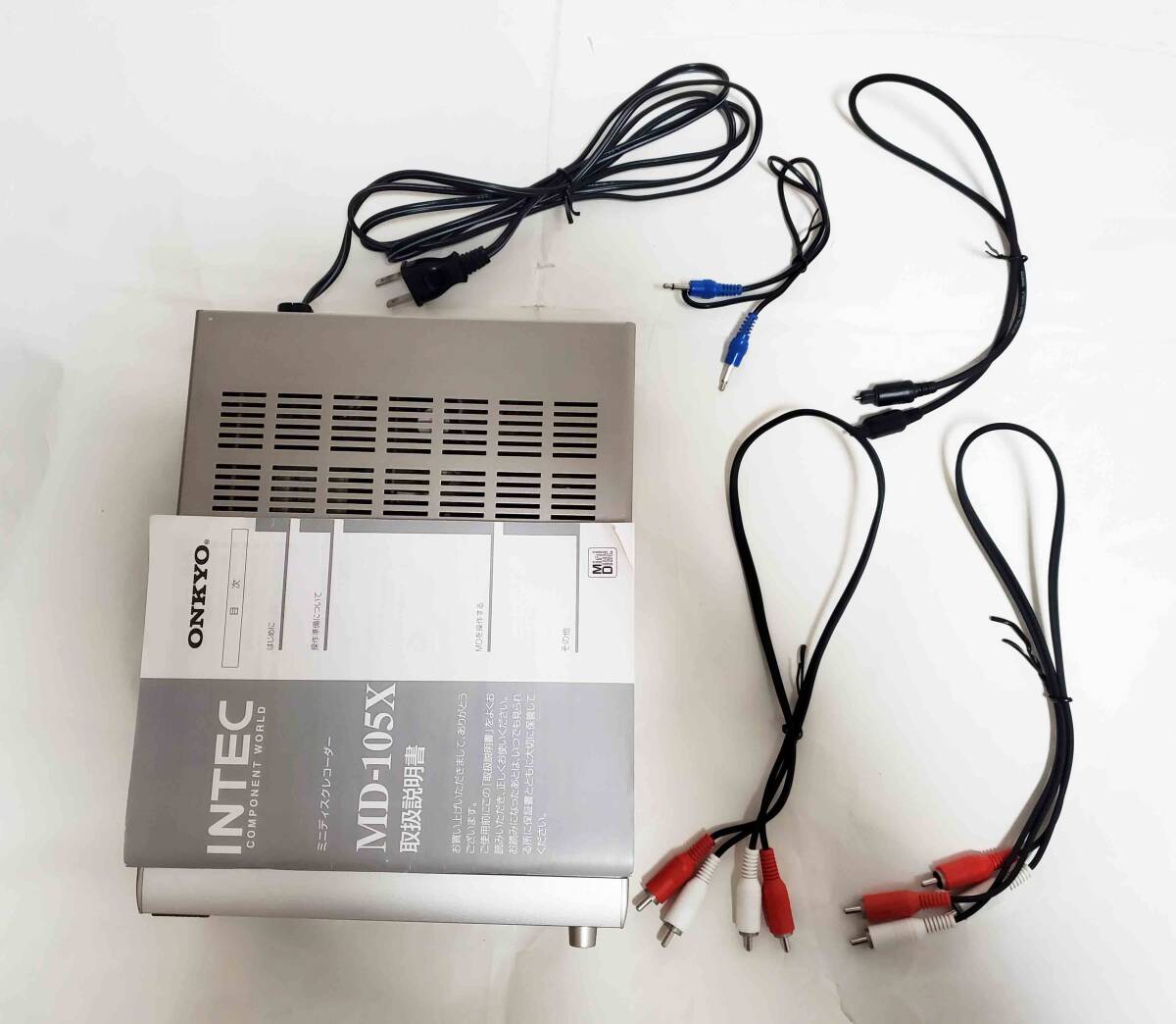 ONKYO MD-105X INTEC MDレコーダー MiniDisc コンポ MDデッキ オンキヨー 付属品 ピンコード デジタルケーブル RIケーブル 取説 動作確認品