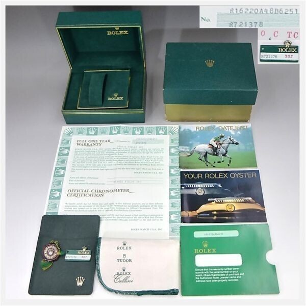 ロレックス USA.空箱ケース R16220＋冊子タグ他8個 1988年 ヴィンテージ 希少品 ★ ROLEX 腕時計スタンド ディスプレイ ノベルティ 1203-01の画像1