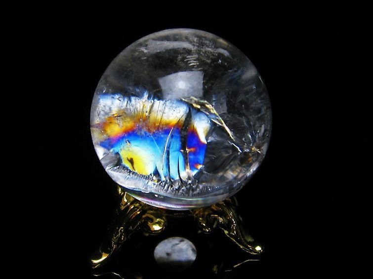 誠安◆天然石高級品虹入りヒマラヤ水晶丸玉 25mm [T317-4253]_画像3