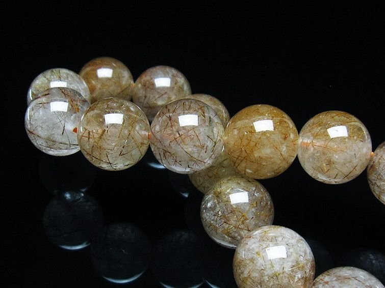 誠安◆天然石高級品金針ルチル水晶ブレスレット 13mm [T50-8728]_画像2