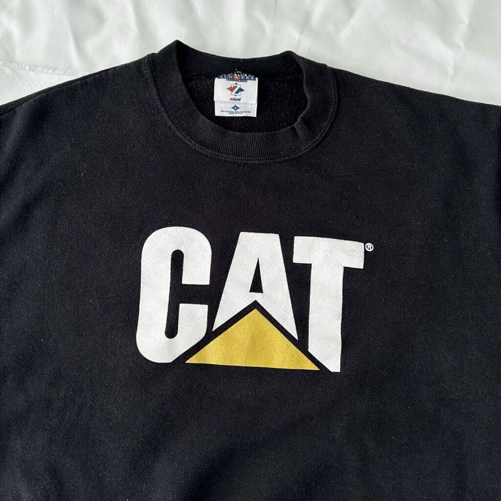 90s CAT キャタピラー 黒ボディ スウェット L ビッグサイズ USA製 JERZEES caterpillar 企業 アメリカ （ ビンテージ 古着 90年代 80s 70s_画像4