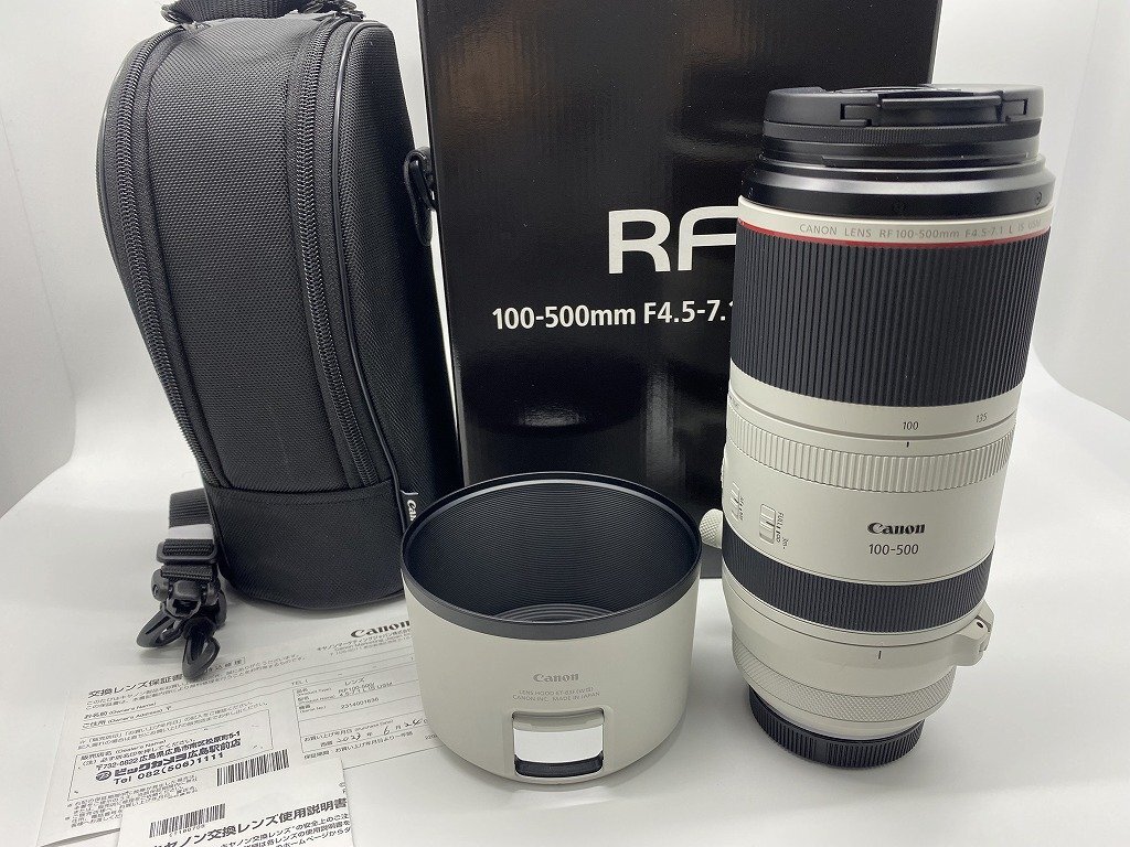 ■超綺麗【Canon キャノン RF100-500mm F4.5-7.1 L IS USM 超望遠ズームレンズ 大口径 箱 取説 保証書(残り2024/6/23迄）有）付き】SH-1824_画像1