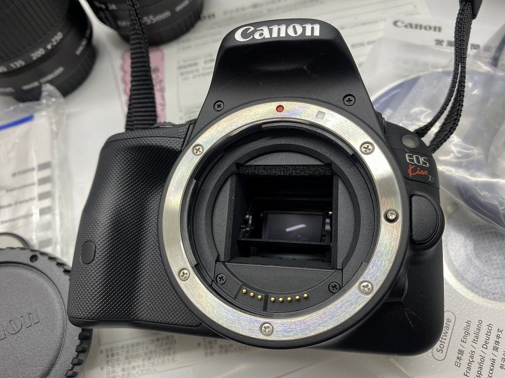 ■綺麗【Canon キャノン EOS Kiss X7 デジタル一眼レフカメラ 約1800万画素 EF-S18-55mm 55-250mm EF55-200mm ダブルズーム 付属多数】SH-1の画像2