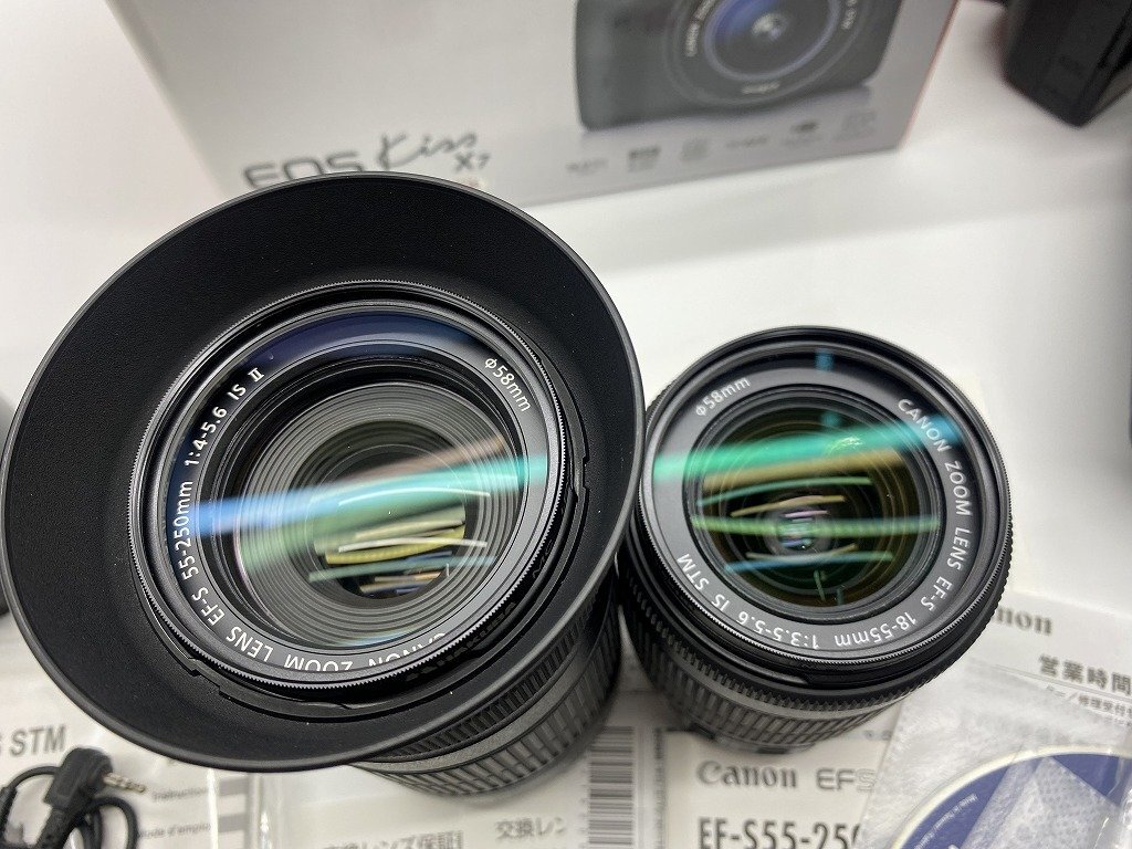 ■綺麗【Canon キャノン EOS Kiss X7 デジタル一眼レフカメラ 約1800万画素 EF-S18-55mm 55-250mm EF55-200mm ダブルズーム 付属多数】SH-1の画像5