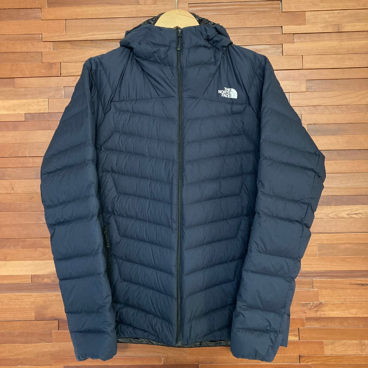 α綺麗【THENORTHFACE ノースフェイス ダウンジャケット NY81711 XLサイズ ネイビー 紺 軽量ダウン フード アウター ジップアップ】TK1888