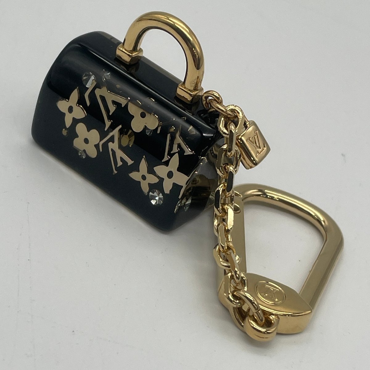 ω綺麗【LOUISVUITTON ルイヴィトン ポルトクレ スピーディ アンクルージョン キーホルダー バッグチャーム ブラック M65444】TK18の画像1