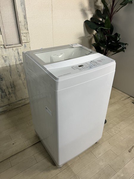 §【NITORI/ニトリ 全自動洗濯機 NTR60 6.0kg ホワイト ガラス蓋 20年購入 コンパクト設計 静かな運転音】P03252の画像1