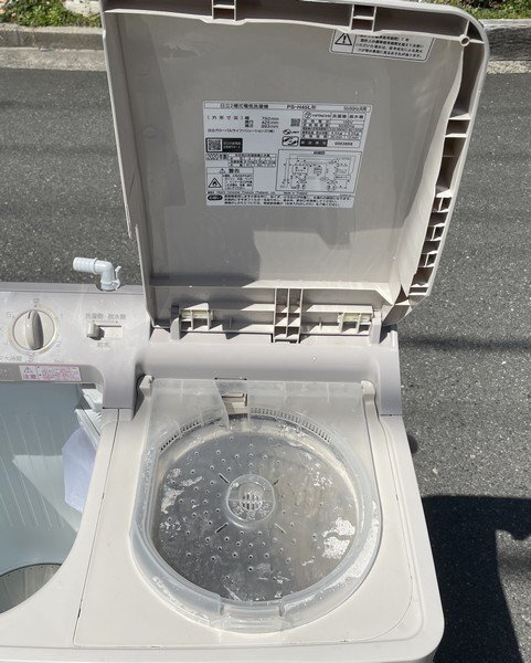 §【日立/HITACHI 二層式洗濯機　PS-H45L 4.5kg 青空 パインベージュ 2021年購入 お知らせブザー搭載 水流2段切換】P03293_画像6