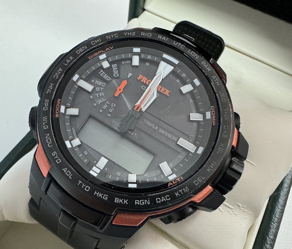 〓 【CASIO カシオ G-SHOCK Gショック PRO TOREK プロトレック メンズ 電波ソーラー PRW-6100 ブラック 箱付き】HO9517の画像1