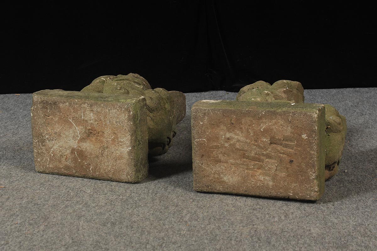UT694 時代 石製「阿吽 狛犬/獅子」一対 高41.5/42.5cm 総重37.3kg・石造狛犬の画像10