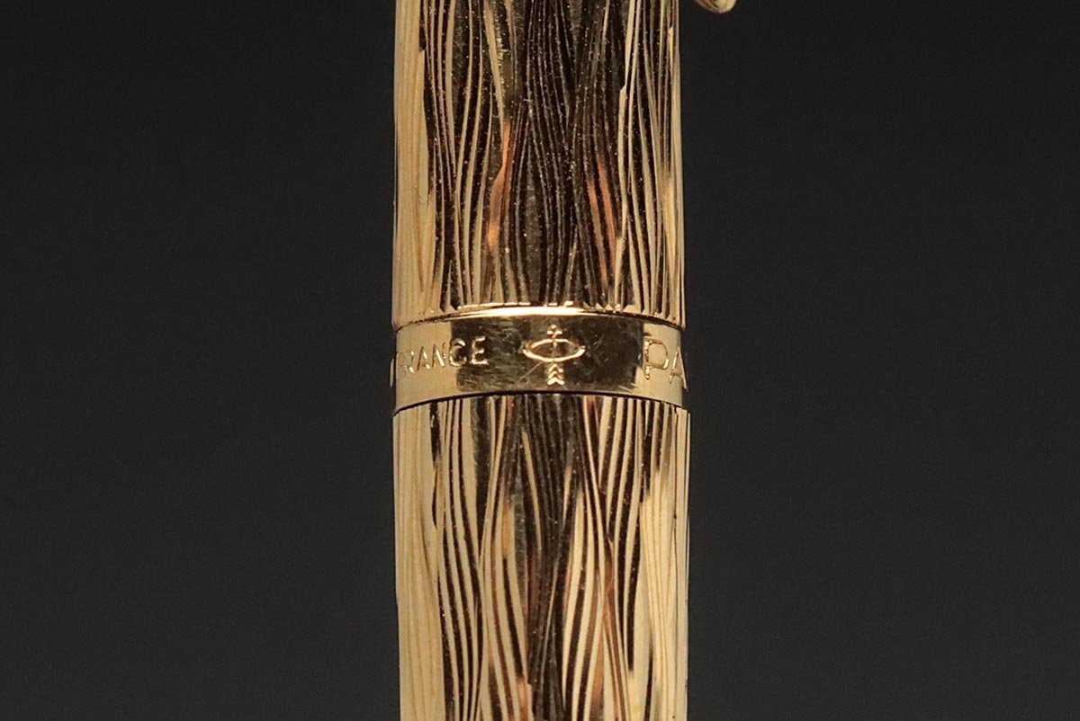 JK197 【PARKER POINT】鍍金 パーカー 万年筆 全長13.2cm 重15g・金色張万年筆 筆記用具の画像6