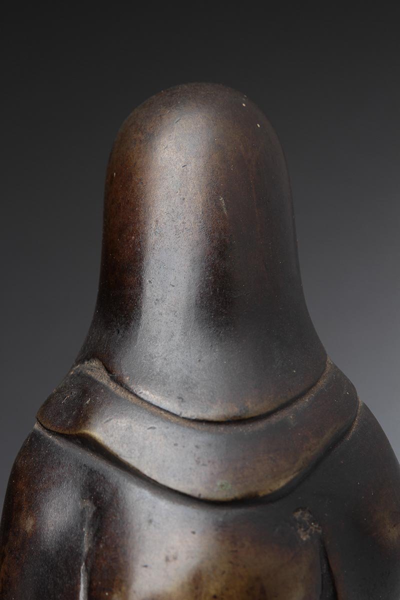JK373 時代物 銅製「寿老人」置物 高13.6cm 重715g・銅寿星立像・仙人・老子・高士像 七福神_商品詳細もご覧ください