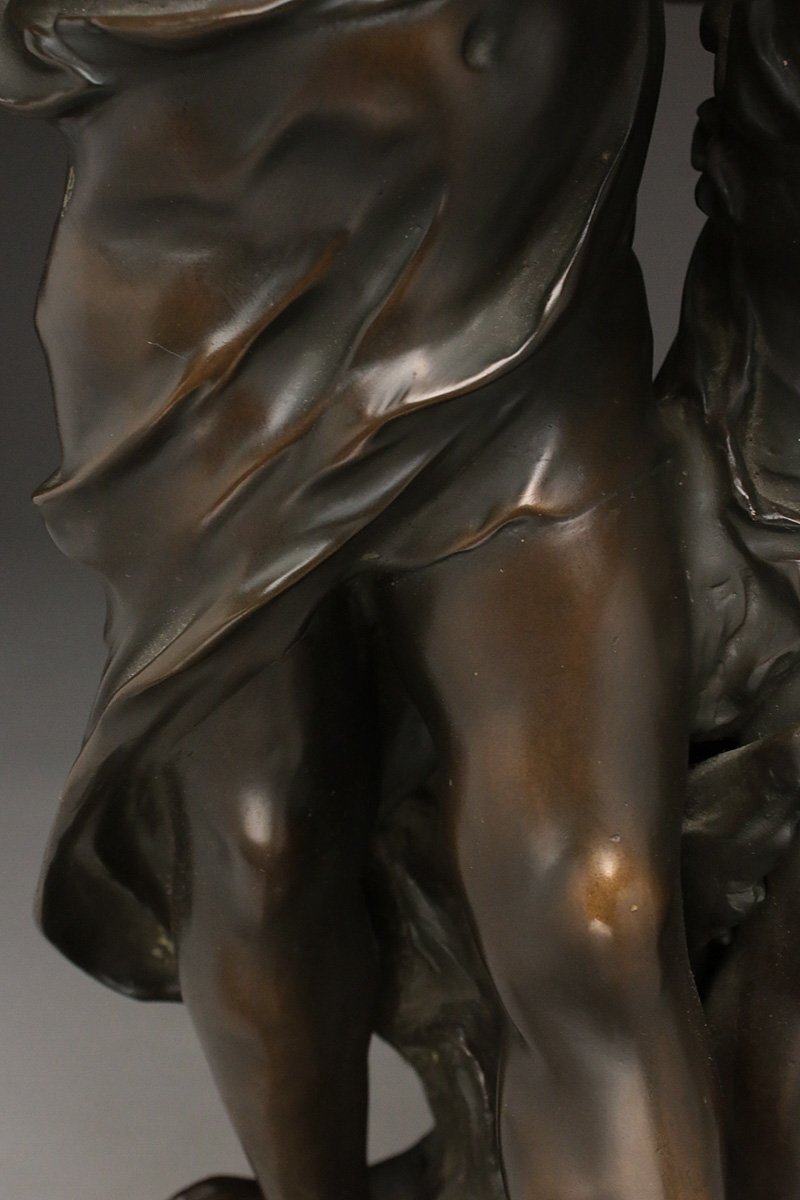 EC610 西洋古美術【Auguste Moreau/オーギュスト モロー】大型 ブロンズ 少年少女像 高51.3cm 重16.6kg 西洋彫刻品・置物の画像4