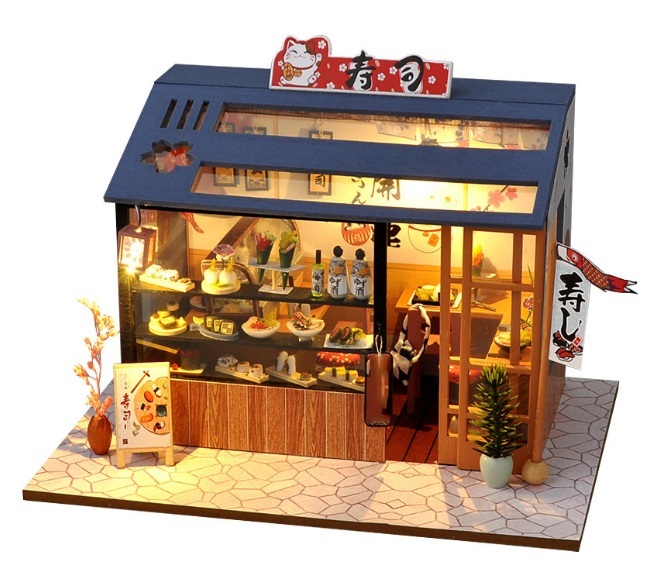 【初心者向け】ミニチュア ドールハウス DIY 工作キット  リトルスワロー お寿司屋の画像1