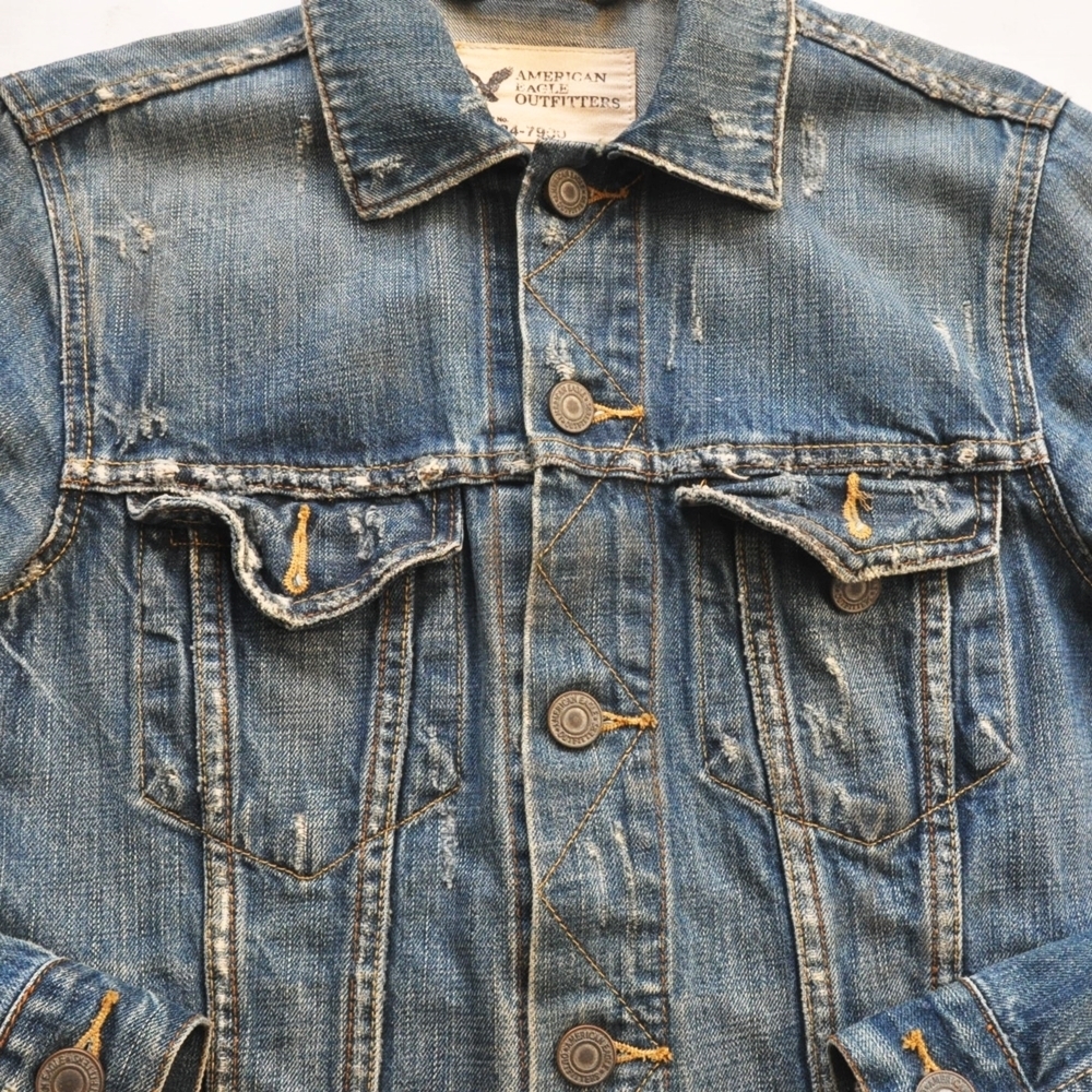 AMERICAN EAGLE OUTFITTERS / アメリカン イーグル アウトフィッターズ DAMAGE DENIM JACKET VINTAGE XS_画像6