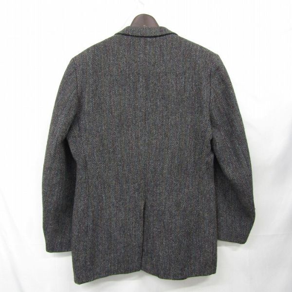 サイズ 42LNG Harris Tweed ツイード ウール テーラード ジャケット ブレザー グレー系 ハリスツイード 古着 ビンテージ 3MA0506_画像2