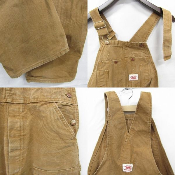 ~90s USA made size W34 L32 ROUNDHOUSE Duck ground Work pe Inter overall overall Brown old clothes Vintage 3MA1202