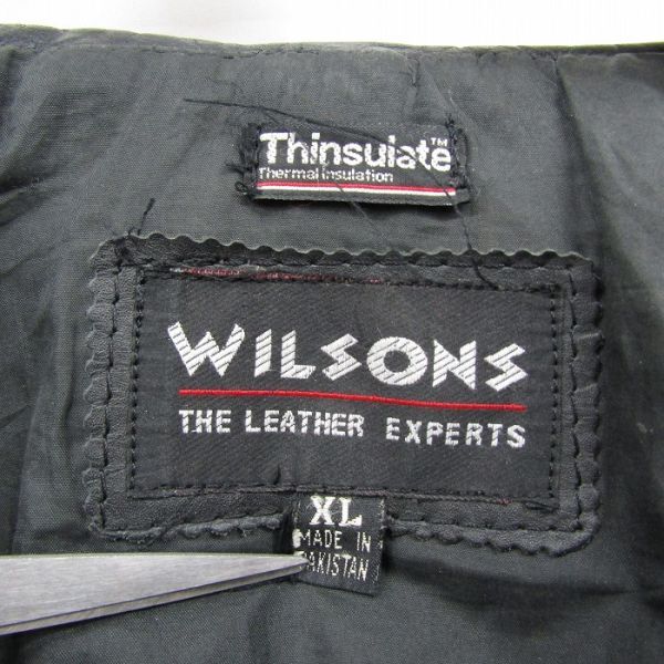 本革 ビックサイズ XL WILSONS LEATHER レザー ダブル ライダース ジャケット 革ジャン ウィルソン ブラック 古着 ビンテージ3MA1301_画像3